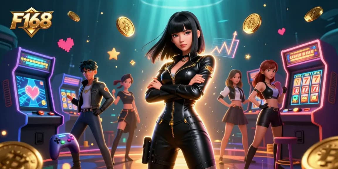 Engage in thrilling gameplay at F168's casino with vibrant characters and exciting slot machines.
