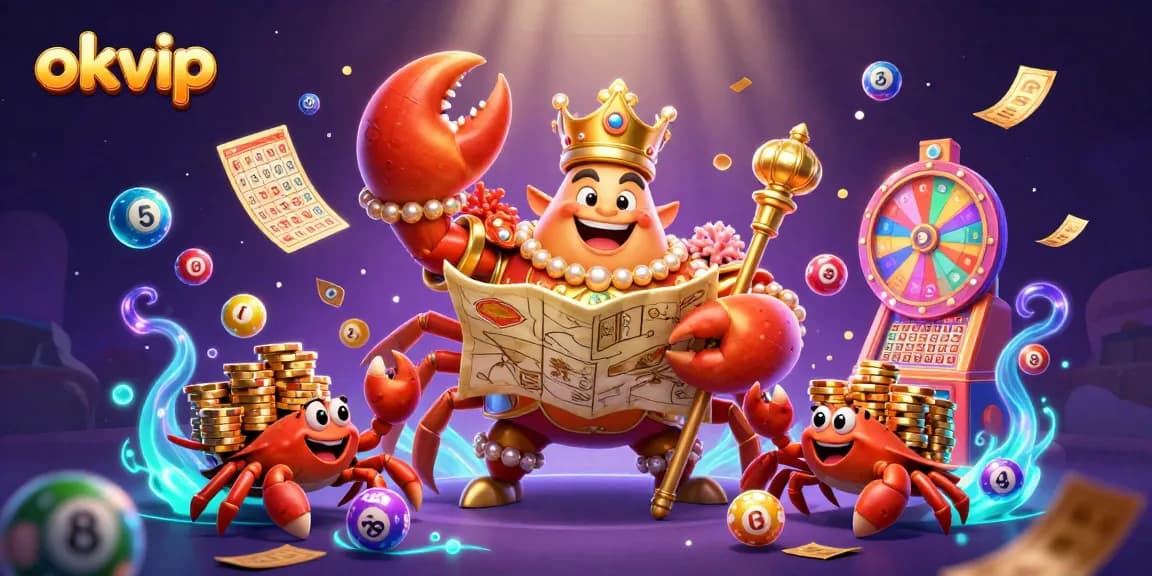 Engage in the thrilling experience of okvip with a dazzling crab emperor and dynamic lottery elements.