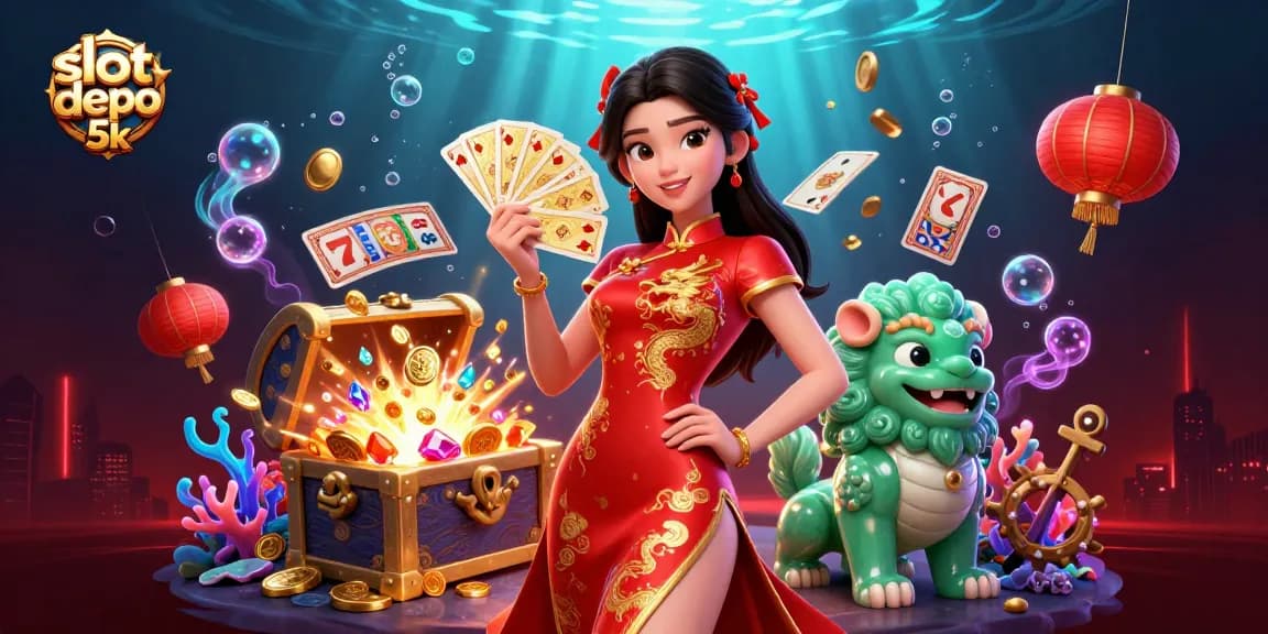 Experience the thrill of slot depo 5k with vibrant visuals and exciting gameplay elements in an engaging casino scene.