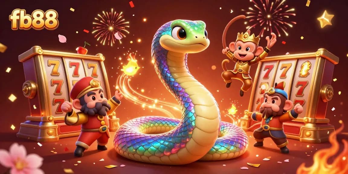 Experience the excitement of fb88 with colorful slot reels and dynamic gaming elements in a vibrant scene.