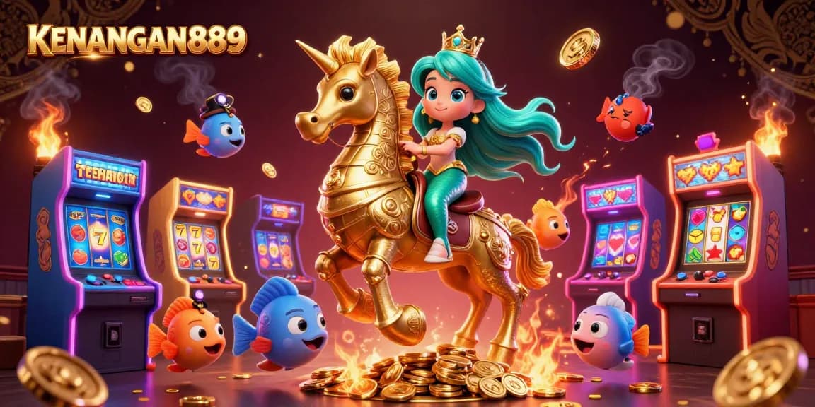 Experience thrilling gaming adventures at KENANGAN889 with vibrant slots and colorful characters.
