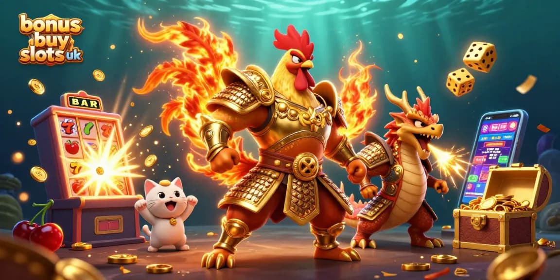 Discover thrilling action in bonus buy slots UK with vibrant characters and dynamic casino scenes.