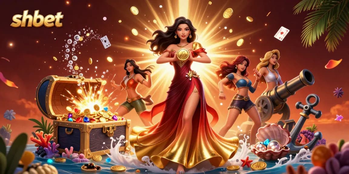 Experience the thrill of shbet with a stunning Asian woman holding a golden coin amidst vibrant, dynamic casino elements.