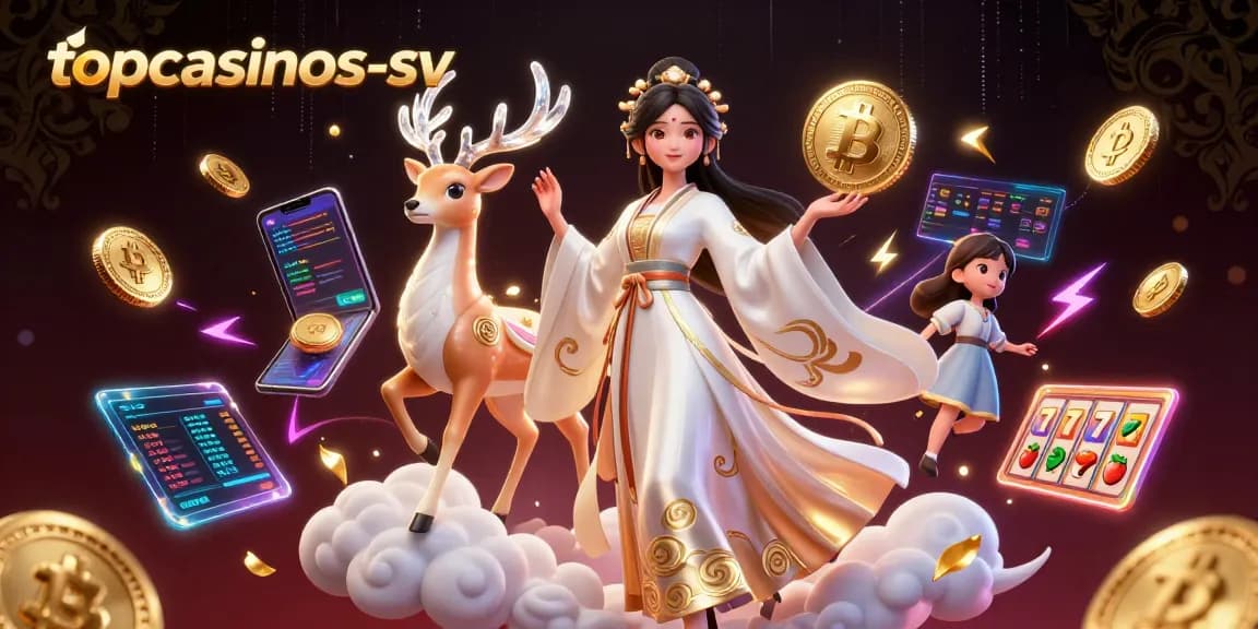 Experience topcasinos-sv with vibrant 3D rendering of slots, crypto elements, and immersive casino atmosphere.