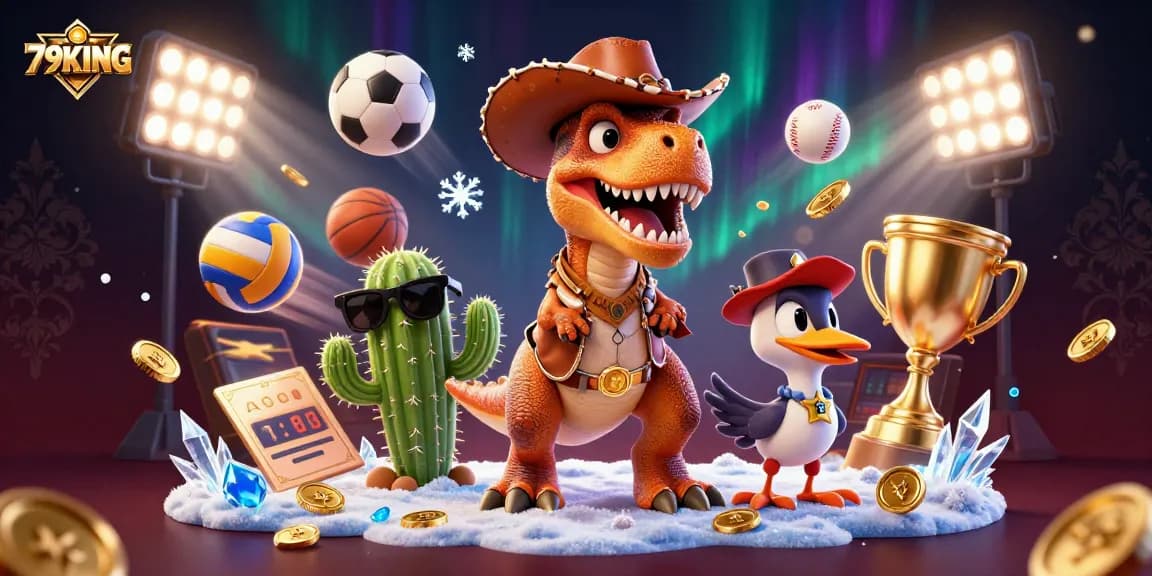 Engage in exciting gameplay with 79KING, featuring cartoon characters in a vibrant casino scene.