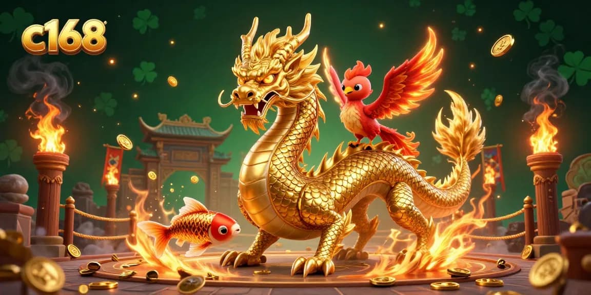 Experience thrilling wins at c168 with the fierce dragon, phoenix, and koi fish in an exciting casino atmosphere.
