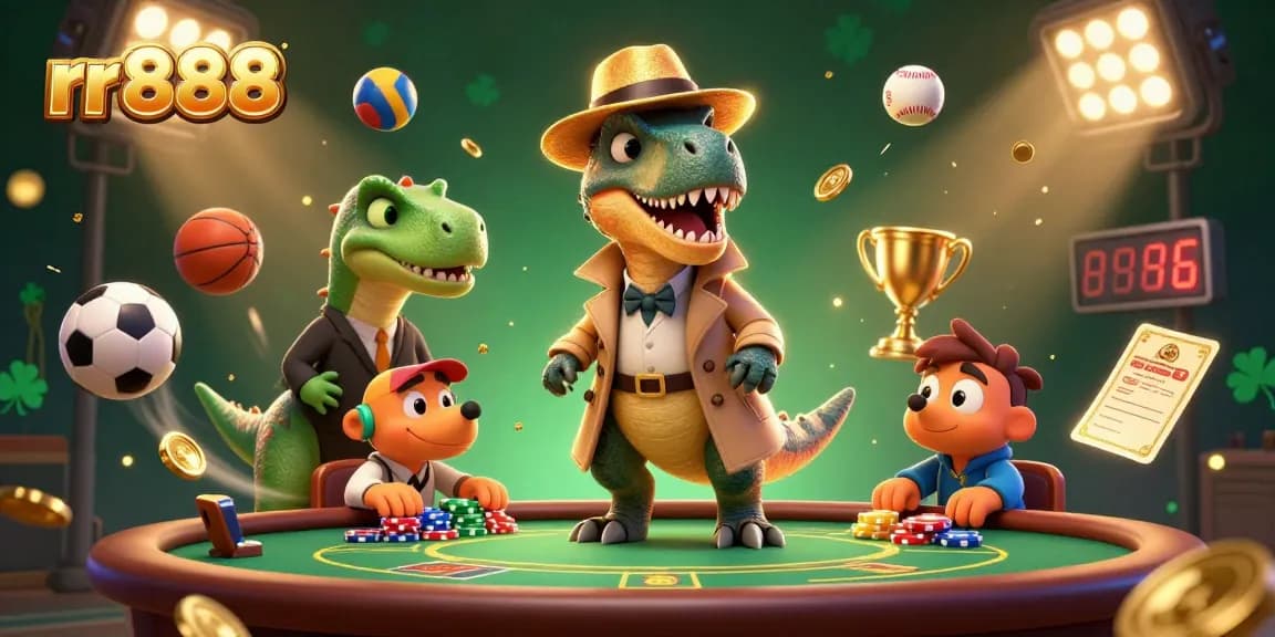 Experience thrilling table action with rr888 as a velociraptor card counter and friends navigate the casino scene.