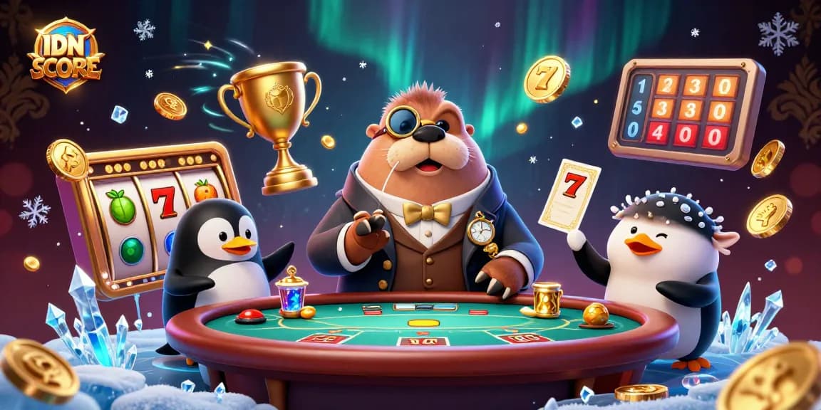 Experience thrilling slot action with IDNSCORE in a lively underwater casino scene.