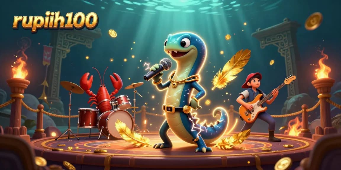Experience thrilling underwater casino action with rupiah100's vibrant DJ performance featuring an electric eel and friends.