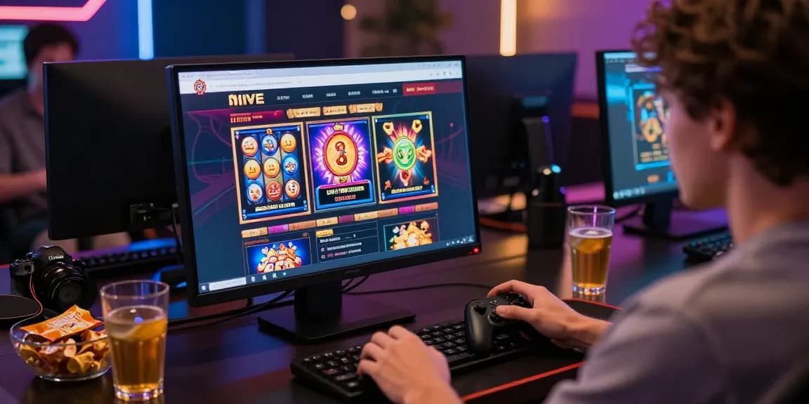 Engaged user exploring 123b com online casino with vibrant gaming options.