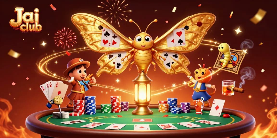 Engage with Jai club's vibrant gaming scene featuring stunning casino elements and characters.