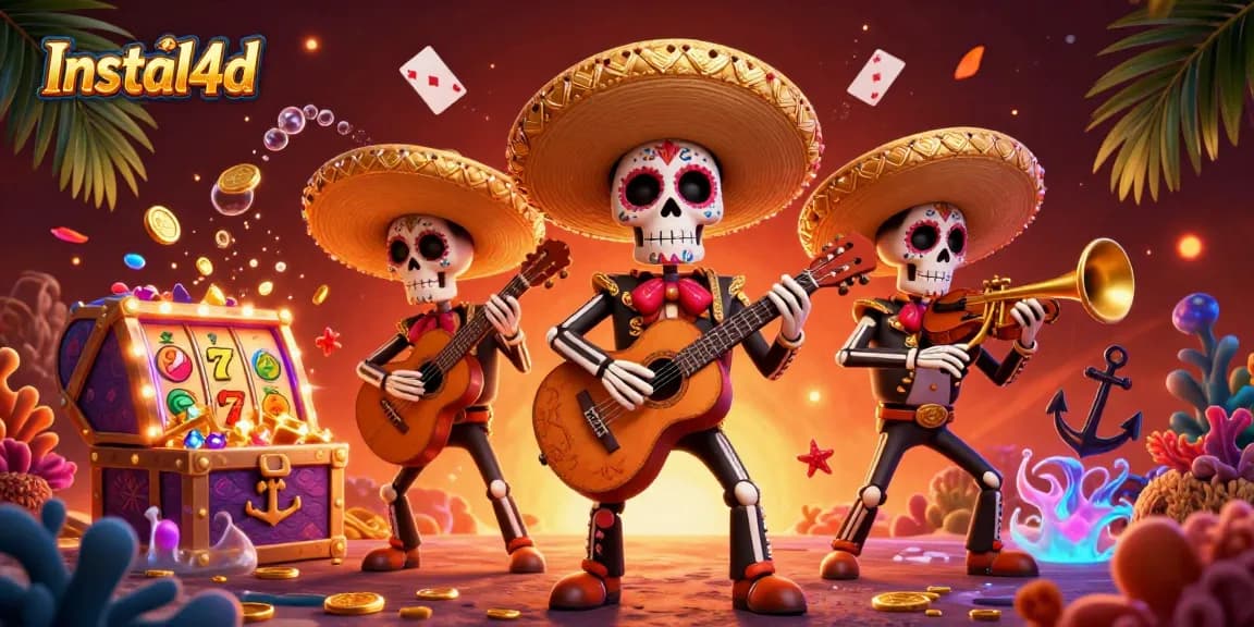 Engage with Instal4d's immersive slots experience amidst festive Dia de los Muertos characters.