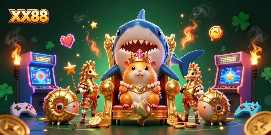 Engage in thrilling gameplay at XX88 with a majestic hamster king and animated game elements.