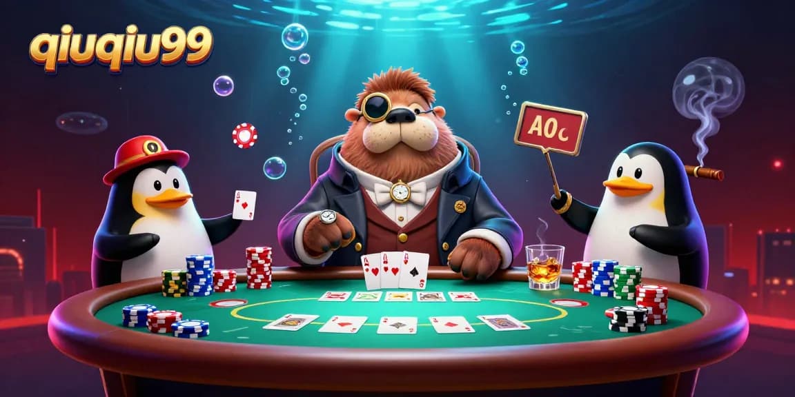 Engage in a thrilling poker game with qiuqiu99's immersive underwater casino scene.