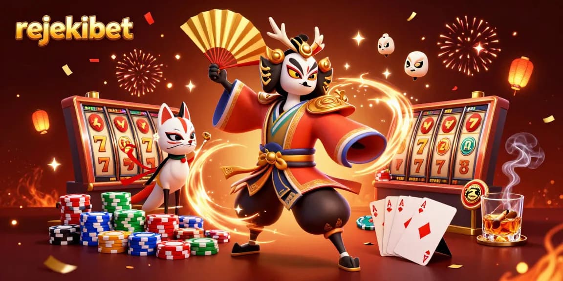 Experience the thrill of rejekibet with dynamic slot gameplay and a colorful casino scene.