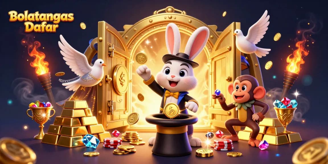 Experience the thrill of winning with Bolatangkas Daftar while uncovering golden treasures and poker chips in this lively scene.