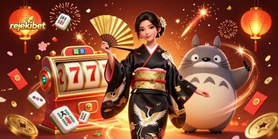 Experience thrilling gameplay with rejekibet in this vibrant digital casino illustration filled with jackpots.