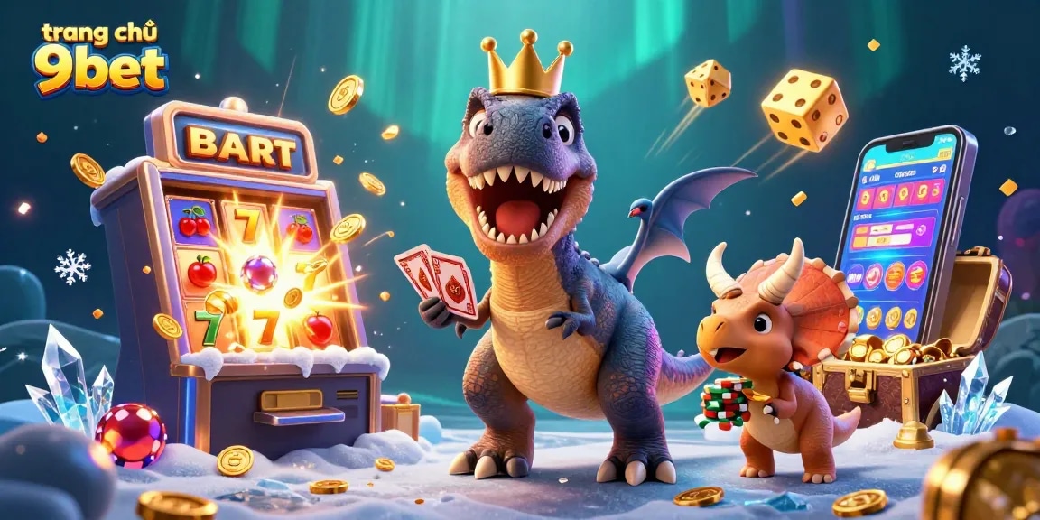 Experience exciting gameplay on trang chủ 9bet with animated characters at a vibrant casino scene.