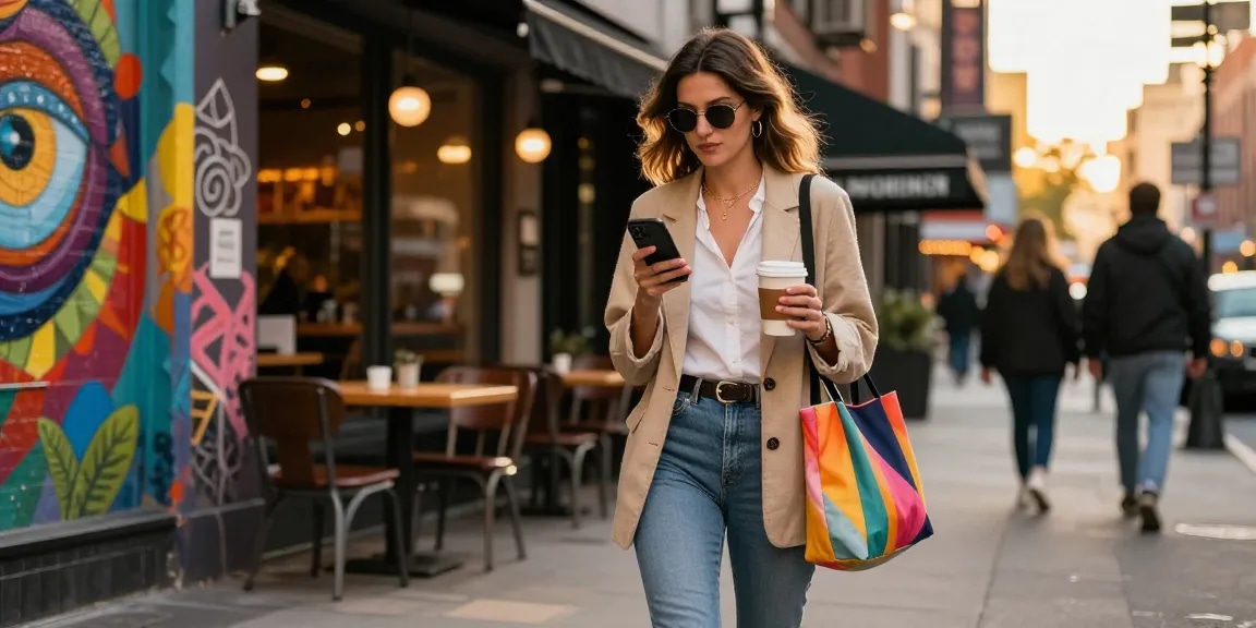 Gái gọi đang dạo phố với phong cách thời trang hiện đại và năng động