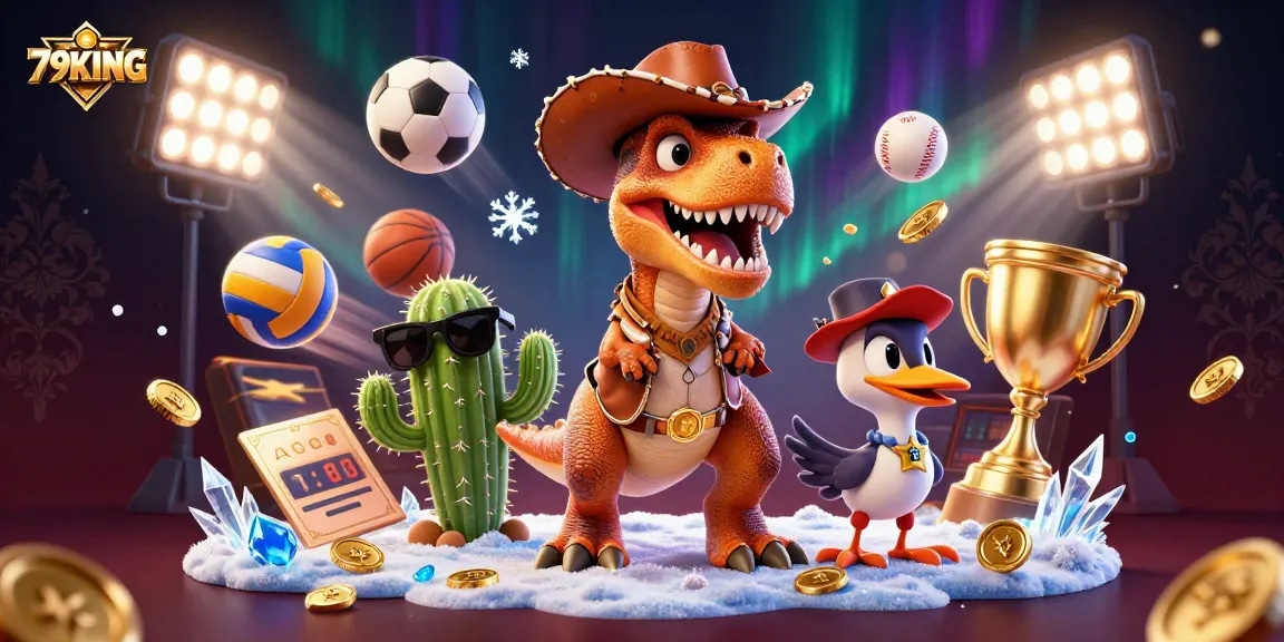 Engage in exciting gameplay with 79KING, featuring cartoon characters in a vibrant casino scene.