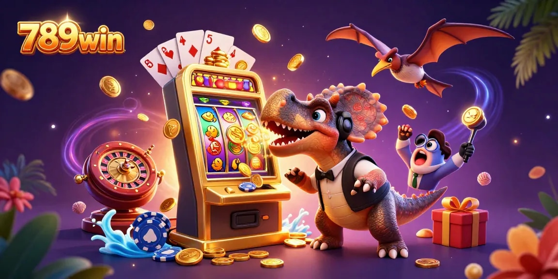 Experience thrilling wins with 789win at a virtual casino featuring playful dinosaurs and exciting jackpots.