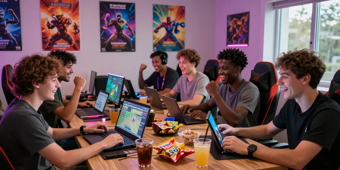 MPOSPORT login gaming night with friends using various devices for an exciting and social experience.