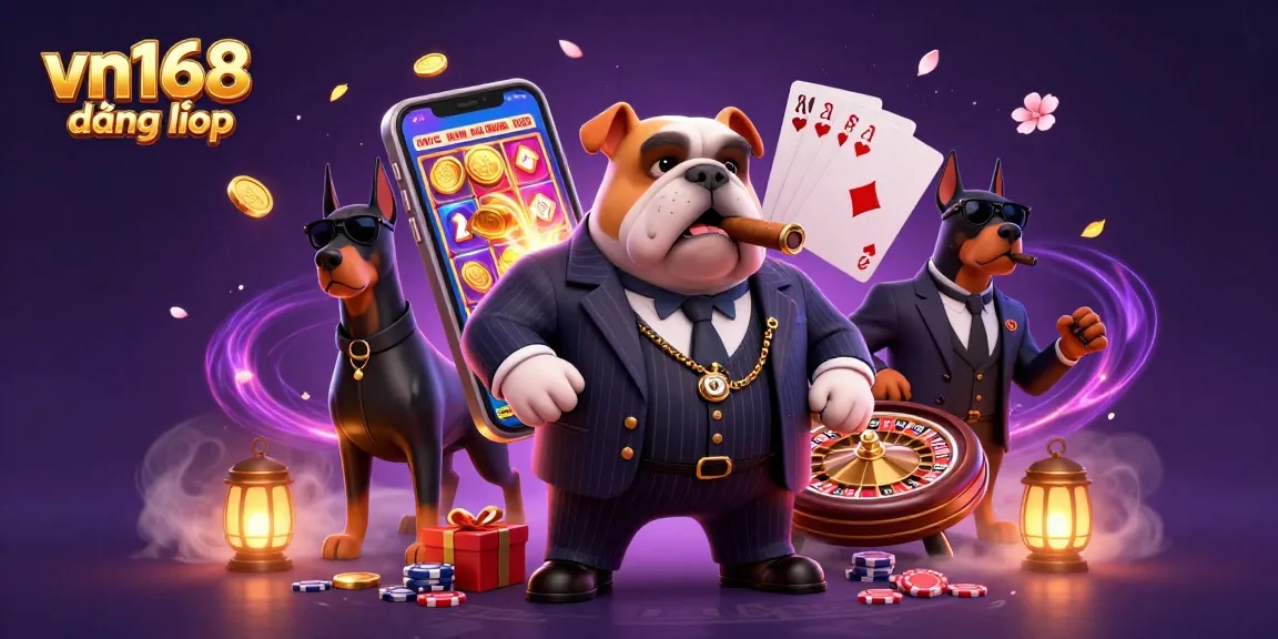Experience exciting games at vn168 đăng nhập with vibrant slot machines, poker, and casino elements.