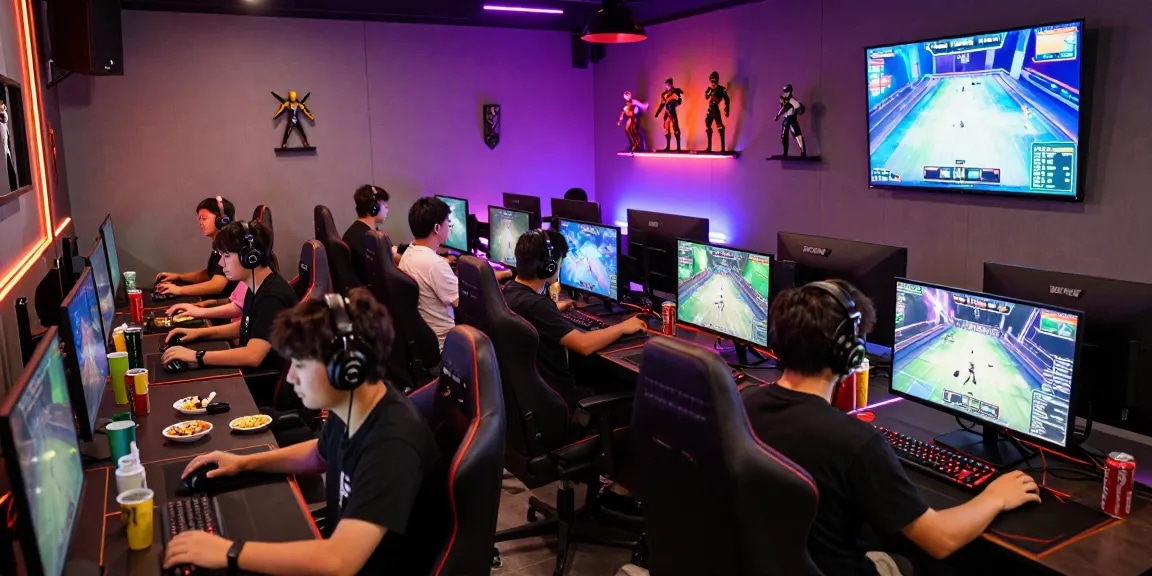 Gamers immersed in competitive gameplay at the hitclub venue, showcasing vibrant energy and community.