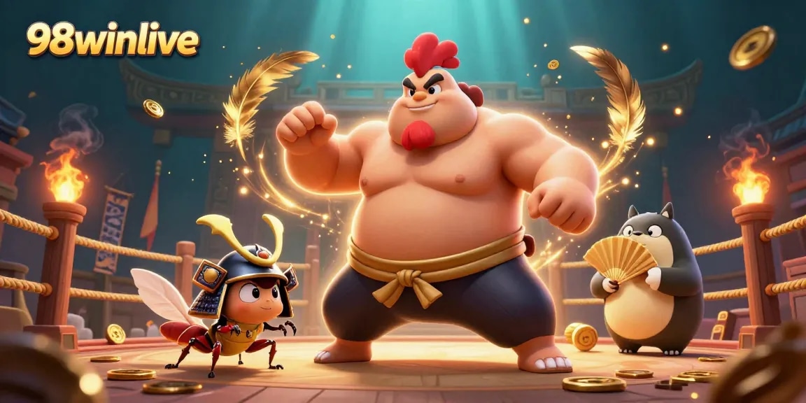 Experience thrilling gameplay with 98winlive's vibrant illustration featuring dynamic casino elements.