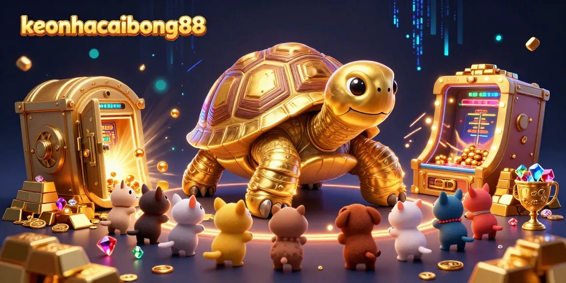 Engage with thrilling experiences at keonhacaibong88, featuring vibrant casino elements and a lively tortoise theme.