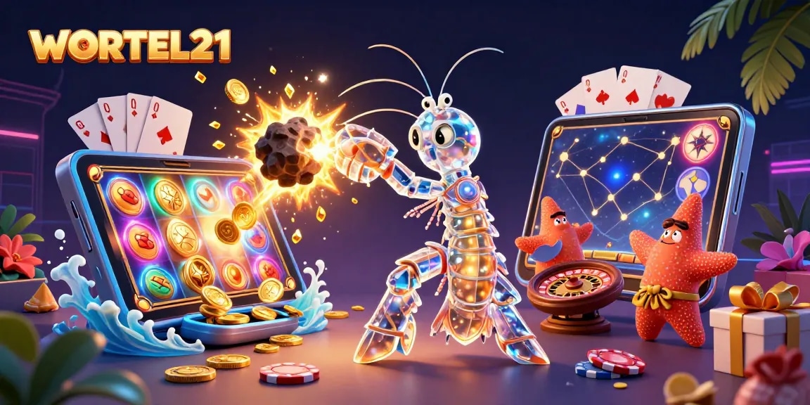 Engage with WORTEL21 as the galactic samurai mantis shrimp breaks through an asteroid in thrilling casino action.