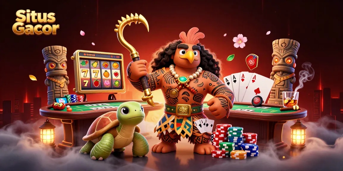 Situs Gacor showcases players winning big with jackpot slots and a lively casino atmosphere.