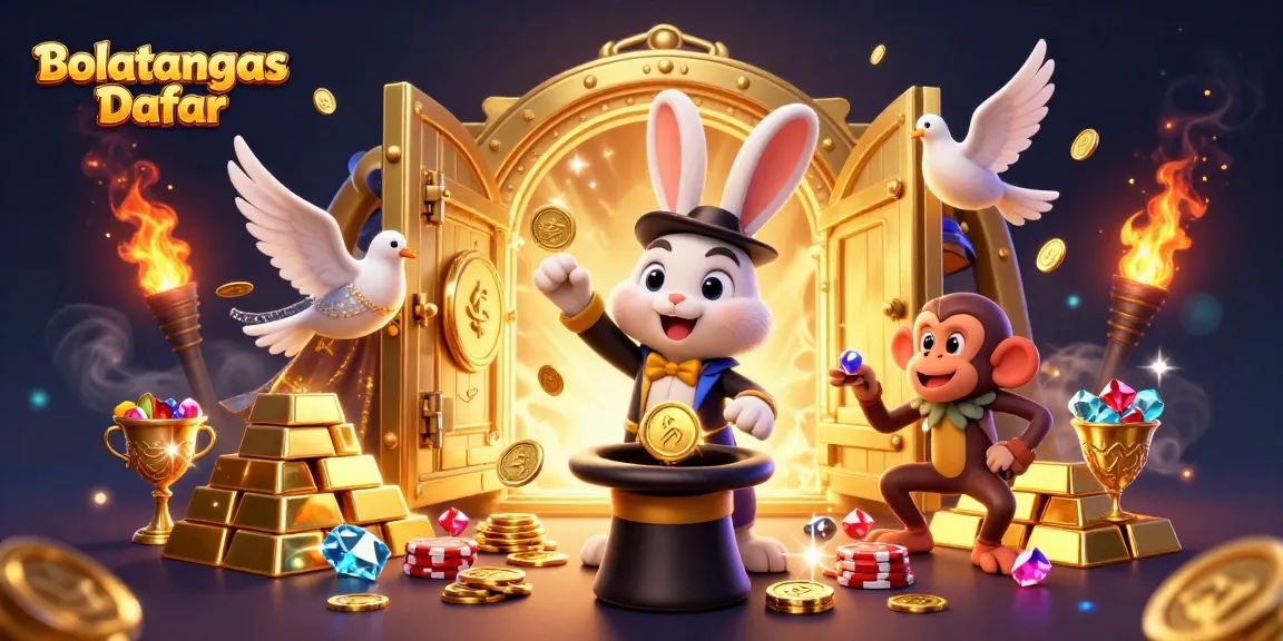 Experience the thrill of winning with Bolatangkas Daftar while uncovering golden treasures and poker chips in this lively scene.