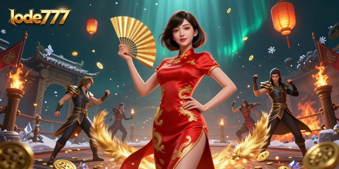 Experience lode777 slots with vibrant visuals, cascading coins, and an energetic casino scene.
