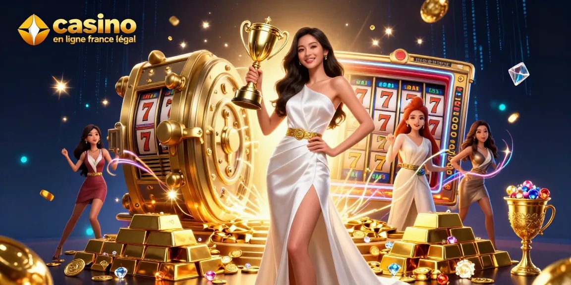 Découvrez les meilleures expériences de jeu au casino en ligne France légal avec une scène de trophée gagnant.
