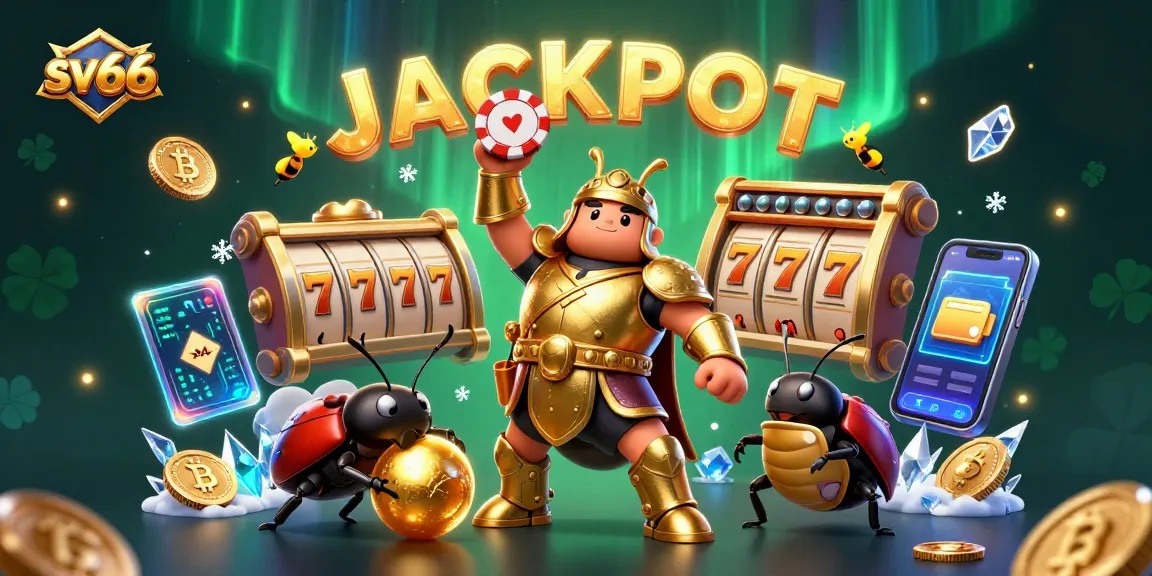 Join sv66 for thrilling online slots action as our hero celebrates a jackpot victory!