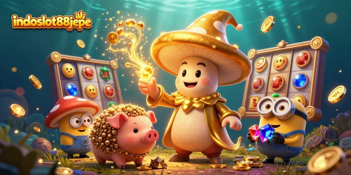 Experience the magic at indoslot88jepe with golden mushrooms, treasures, and exciting slot games!