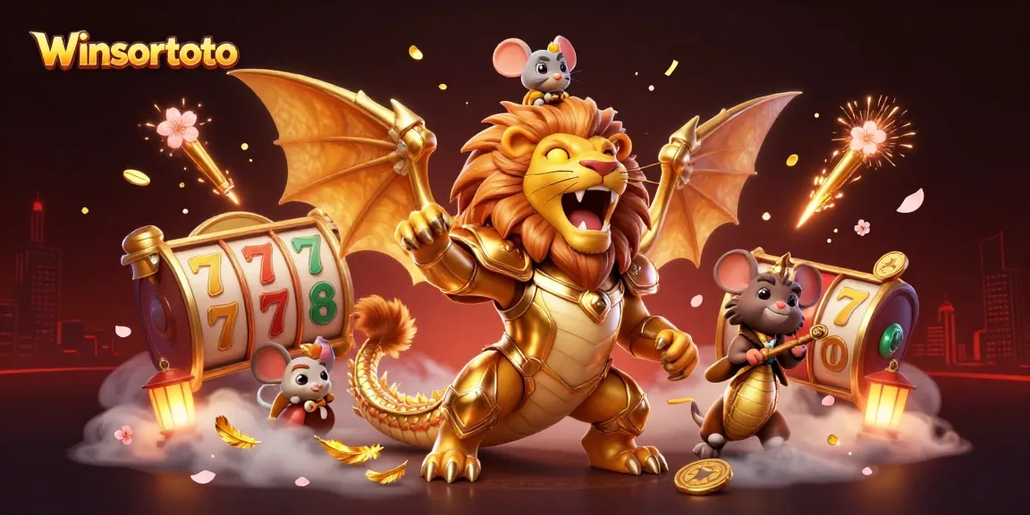 winsortoto engages players with exhilarating casino experiences, featuring a vibrant 3D chimera scene.