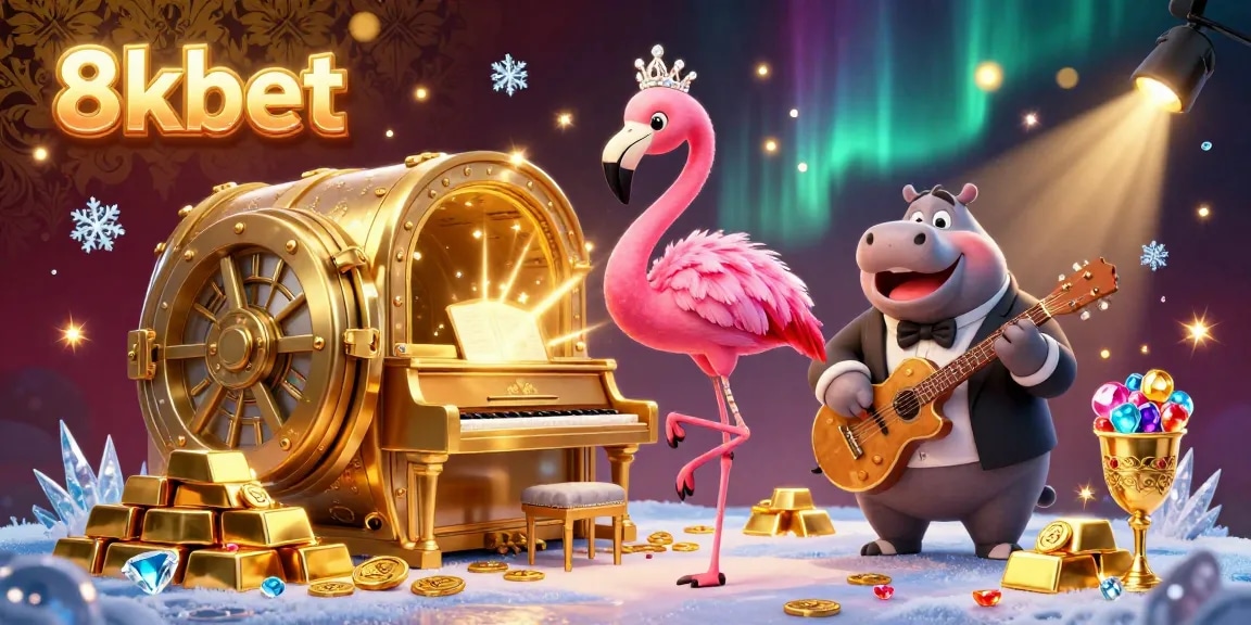 Experience gaming excitement at 8xbet with vibrant 3D characters in a lively casino atmosphere.