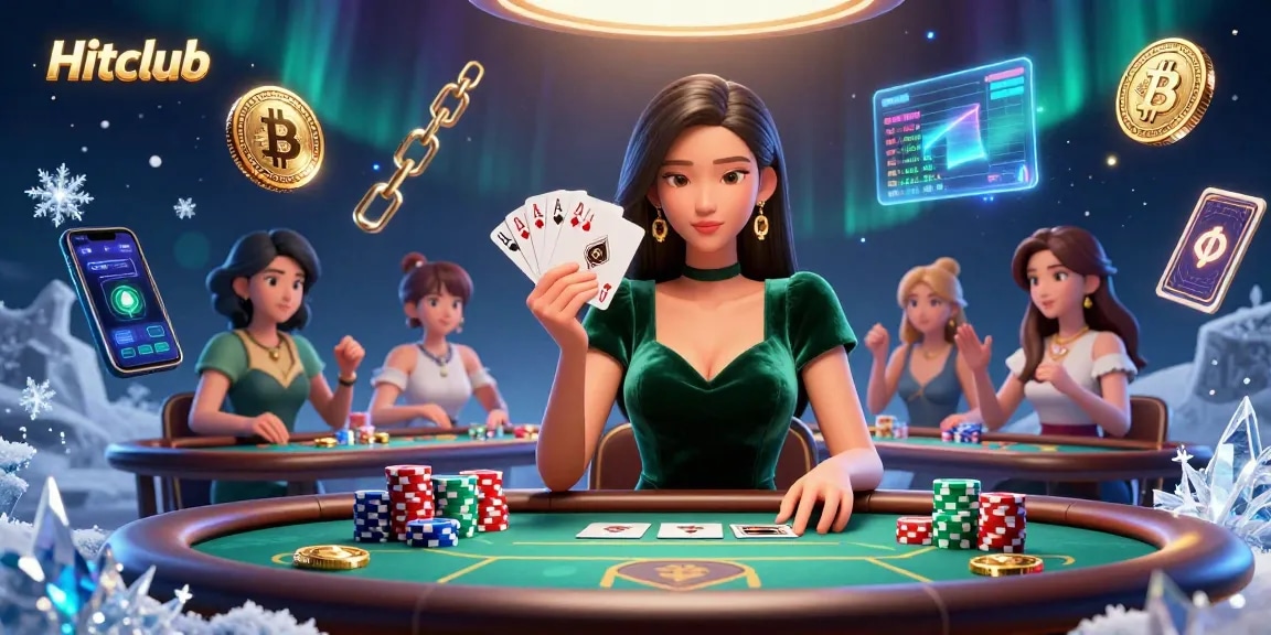 Engage with Hitclub's exciting online poker scene featuring a strategic player in a lavish setting.