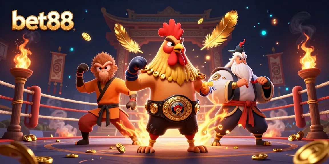 Experience top betting action with bet88 in a vibrant casino scene featuring iconic characters and elements.
