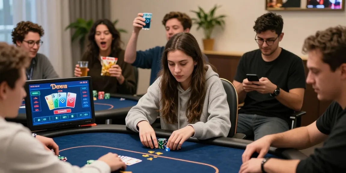 Exciting online poker tournament with players engaged in the Dewa Poker action, showcasing a vibrant home gaming atmosphere.