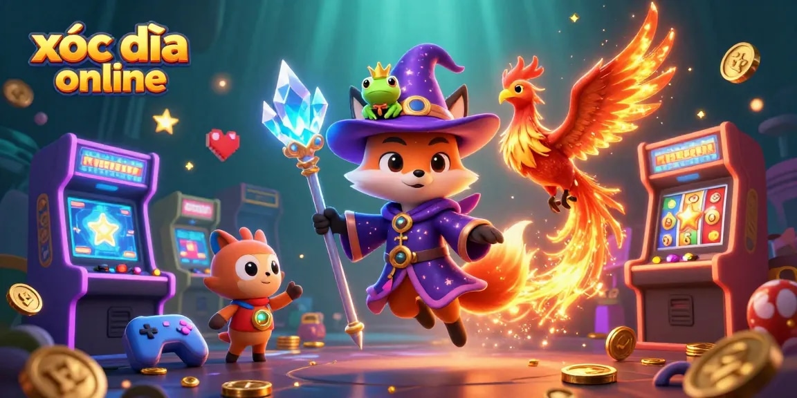 Engage with exciting xóc đĩa online gameplay, showcasing vibrant characters and casino elements.