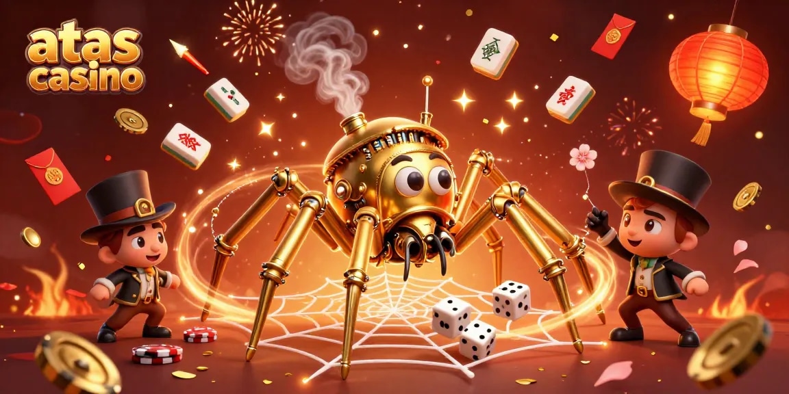 Experience the thrill of atas casino with a vibrant 3D scene of gaming excitement and celebration.