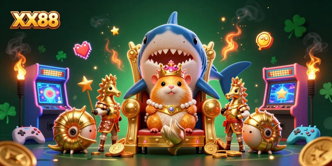 Engage in thrilling gameplay at XX88 with a majestic hamster king and animated game elements.