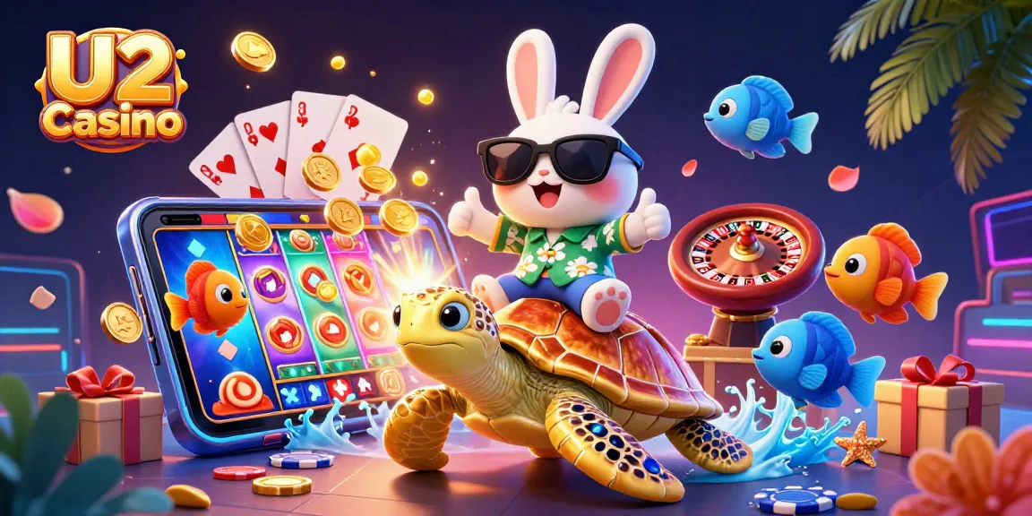 Experience exhilarating gaming moments at U2 Casino with lively characters and vibrant game elements.