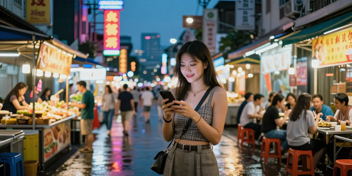 Khung cảnh thành phố sôi động về đêm với gái gọi tự tin trong trang phục sành điệu