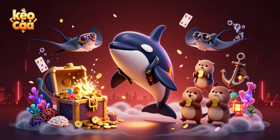 Engage with kèo nhà cái while enjoying a vibrant casino-themed underwater scene filled with treasures and animated sea creatures.