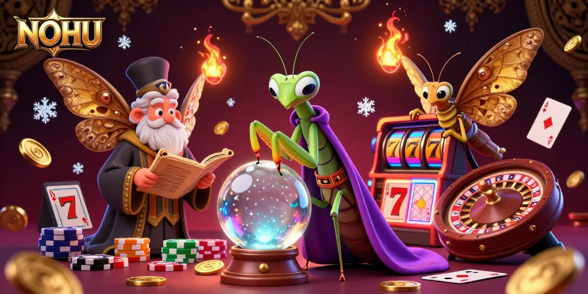 Engage at NOHU with dynamic casino elements including slot machines and colorful poker chips.