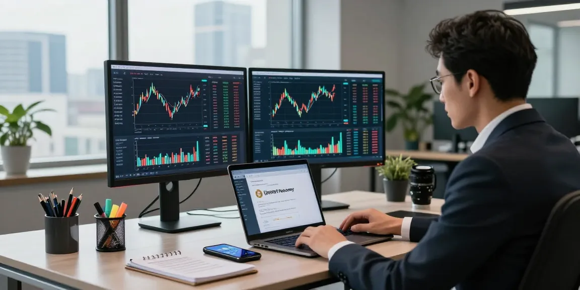 Professional analyzing tools to recover lost crypto in a modern office setting.